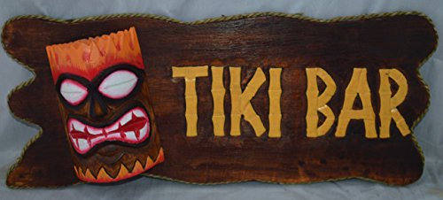 INDIGOS UG Wandtattoo Tiki-Bar Schild mit Bamboo-Maske aus Indonesien - Bali 50 cm - geeignet für Wohnzimmer und Kinderzimmer - zur modernen Wandgestaltung im