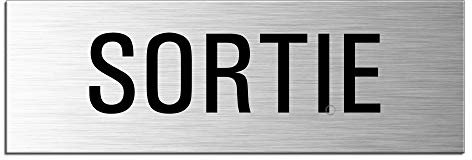 Plaque de Porte Sortie 240x80 mm Aluminium brossé Aspect Acier inox 25070-S