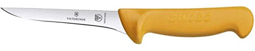Victorinox Swibo Küchen-/Ausbeinmesser Schmal, Extra Scharfe Klinge, Signalfarbe, Sicherheitsgriff, Spülmaschinenfest