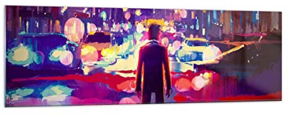 Panorama Bilder auf Glas 160x50cm Glasbild futuristisch Grafik Stadt Beleuchtung Groß XXL Wanddeko Schlafzimmer Küche Wandbilder Dekoration Wohnzimmer Modern Wand Kunstdruck Art GAB160x50-3189