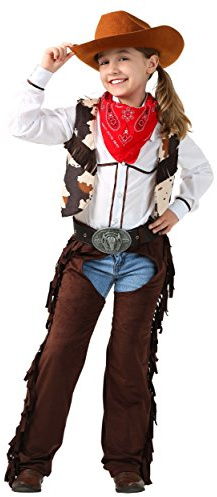 Fun Costumes Cowgirl Chaps Costume for kids and Girls, Wild West Halloween Outfit, Western Rodeo Party Dress Up - Multicolor - Small