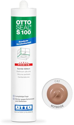 OTTOSEAL S 100 Premium-Sanitär-Silikon 300ml C82 rotbeige – Sicher gegen Schimmel & Ideal für Bad, Küche & Wohnbereich – Hervorragend Glätt- & Modellierbar