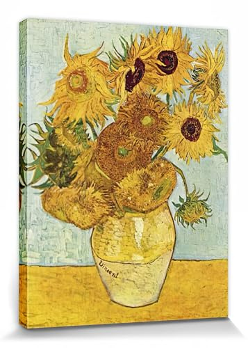 1art1 Vincent Van Gogh Poster Stillleben Mit Sonnenblumen, 1888 Bilder Leinwand-Bild Auf Keilrahmen | XXL-Wandbild Poster Kunstdruck Als Leinwandbild 80x60 cm