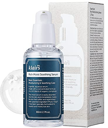 DearKlairs Reichhaltiges, feuchtes, beruhigendes Serum 2 7 fl oz 80 ml, sofortige Absorption, nicht fettend, feuchtigkeitsspendend, kühlend, Grundpflege, parfümfrei, erneuernd | Centella, Beta-Glucan & Hyaluronsäure, beruhigende Hydratation für empfindliche Haut, geruchlos, vegan, nicht fettend