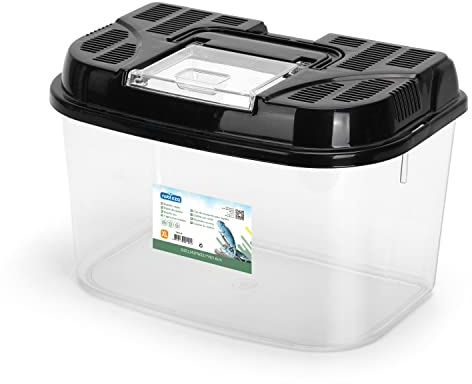 Nobleza Caja de Alimentación de Reptiles y Anfibios,Terrario de Plástico Transparente, Transportadoras para Tortuguera Spide Lagartija Escorpión Ciempiés Rana Escarabajo,Talla XL(34.8*22.1*21.6cm)