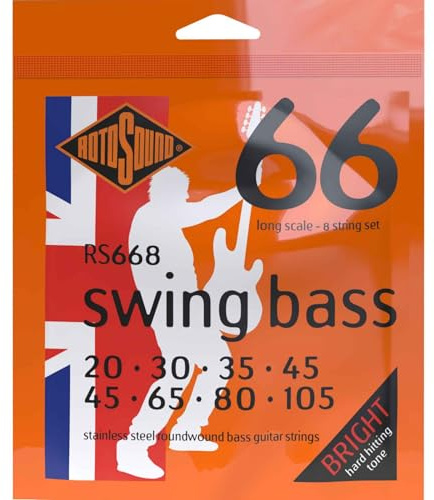 Rotosound strängar för elbas SWING 66 STAINLESS SETS 8-str. RS668 Stainless Standard 45-105