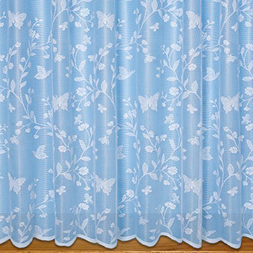 John Aird Butterfly Net Curtain White - Width Sold By The Metre - Drop: 60 (152cm)