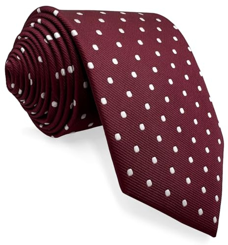 Shlax&Wing Unique Nouveau Homme cravate Soie bordeau à pois blanc Extra long