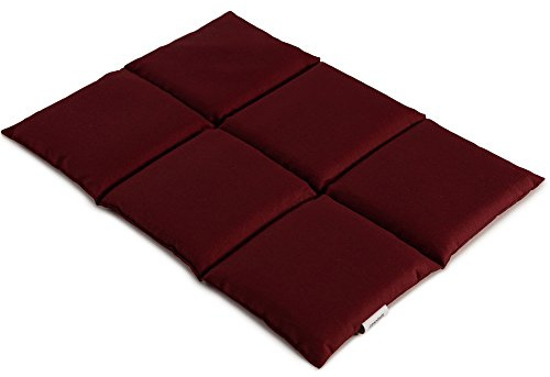 Coussin aux graines de lin 40x30 - Compresse chaud ou froid - Grande bouillotte sèche - Coussin thermique (6 compartiments; Design: bordeaux)