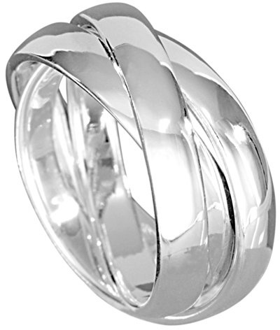 Vinani Damen Ring 925 Silber - 3er Wickelring aus 925 Sterling Silber massiv glänzend 3 bewegliche Ringe - 3mm Dreierring - R3R58