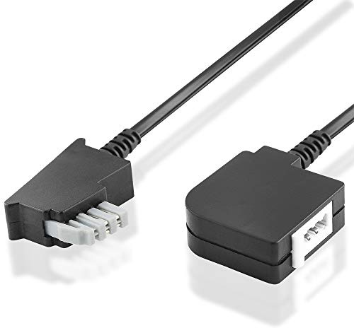 BestPlug 6 Meter Universal Fax-Kabel Verlängerung, TAE-N Stecker männlich auf TAE-N Buchse Kupplung weiblich, Schwarz