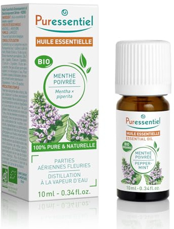 Puressentiel – Huile Essentielle Menthe poivrée BIO – Contribue au confort digestif – 100% pure et naturelle – HEBDD – Mentha x piperita – 10 ml