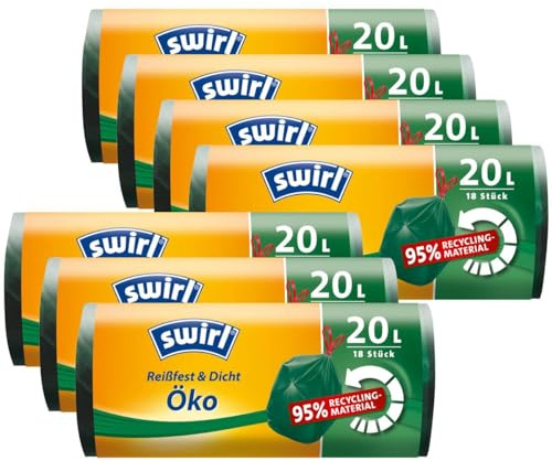 7x Swirl Öko Müllbeutel 20L (18 stk./ Rolle) mit Zugband