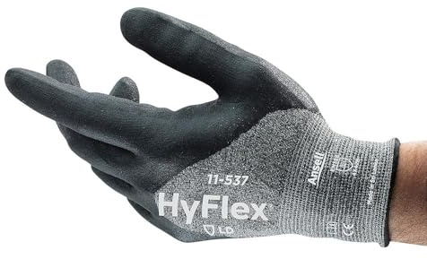 Ansell HyFlex 11-531 Guantes de Trabajo Anticortes, Guante Mecánico con Tecnología Mejorada de Agarre y Confort