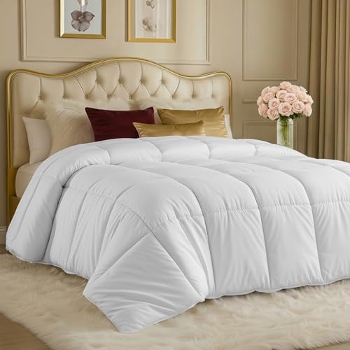 Utopia Bedding Comforter King Size 90 x 102 Inches White, All Season Duvet Insert, Down Alternative Box Stitched Bed Comforter with Corner Tabs, Machine Washable