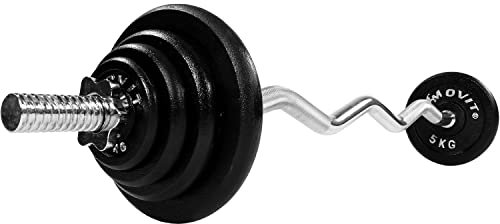 MOVIT SZ Curlset PRO - 26kg, Disques de Poids en Fonte, Fermetures en Étoile - Musculation, Fitness, Gym
