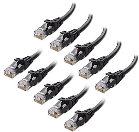 Cable Matters 10-Pack 10Gbps Snagless Short Cat6 Ethernet Cable 0.9m (Cat6 Cable, Cat 6 Cable) in Black 0.9 Meter
