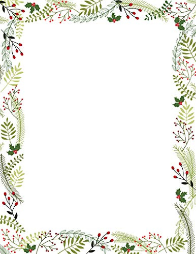 Great Papers! Merry Twigs & Holly Letterhead, 8.5 x 11, 80 Count (2019108),Red/white/green