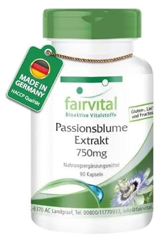 Fairvital | Passionsblume Kapseln Extrakt - 2250mg pro Tagesdosis - 90 Kapseln - HOCHDOSIERT - VEGAN - standardisiert auf 2% Flavone