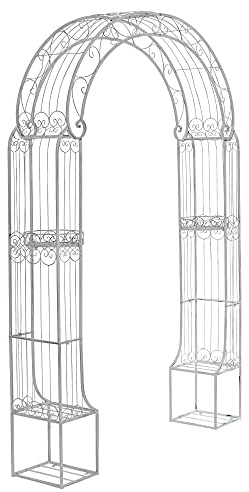 CLP Arche De Jardin en Fer Forgé Alessia I Hauteur du Passage 228 cm Largeur 123 cm I Arceau A Rosiers I Support pour Plantes Grimpantes, Couleur:Blanc Antique