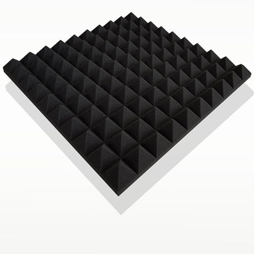 36x Pyramiden-Schaumstoff, Platten in je ca. 49x49x4cm (=ca. 9 m²), in der Farbe Anthrazit Schwarz, Pyramidenschaum, Noppenschaumstoff, Akustikschaum