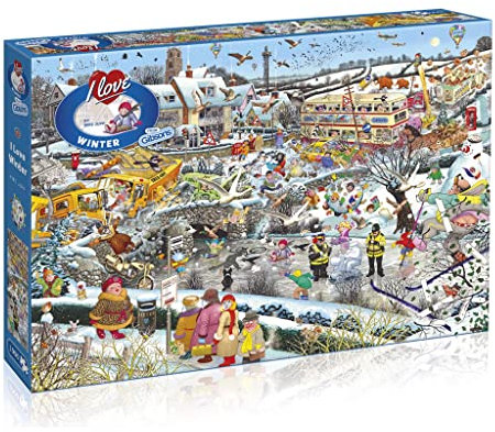 I Love Winter 1000 Piece Jigsaw Puzzle | Mike Jupp | Cartoon Jigsaw Puzzle | Premium 100% Recycled Board | Great Gift for Adults | Gibsons Games