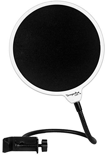 Dragonpad USA- 6 Microphone Studio Pop Filter with Clamp - WHT/BLK