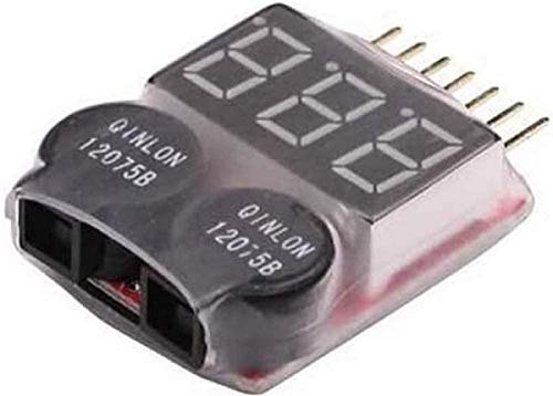 YUNIQUE GREEN-CLEAN-POWER - Buzzer Alarm 1-8s for Lipo Batteries | Low Voltage Indicator with Red LED Light, Adjustable | Ideal for WLtoys 144001, Car Battery Case, Black, Plastic
