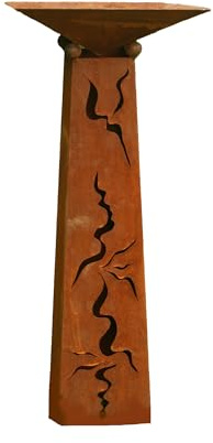 Gartendekoshop24 – Rostsäule, Gartensäule mit Schale. Rost Pflanzschale 100 cm. Gartendeko Säule, konisch, mit Schale zum Pflanzen, oder Dekorieren. Rostsäule handgefertigt, für draußen.