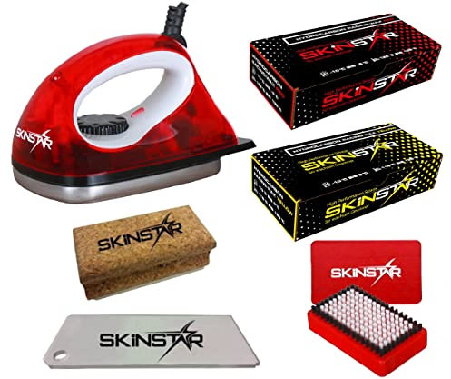 Skin Star Starter de ski de cire de cire, fer de cire brosse Hydro Carbon 6 pièces