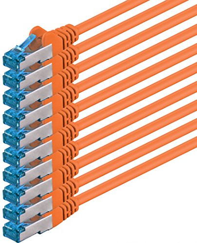 1,5 m – CAT6a – nätverkskabel orange – 10 stycken CAT 6 A patchkabel 10 000 Mbit s SFTP PIMF 500 MHz kompatibel med CAT5 CAT6 CAT7 DSL Internet-switch router