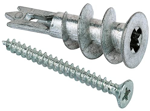 fischer - Cheville métallique pour carton-plâtre GKM avec vis à tête bombée - Boîte de 100 Gris 10 x 31 mm