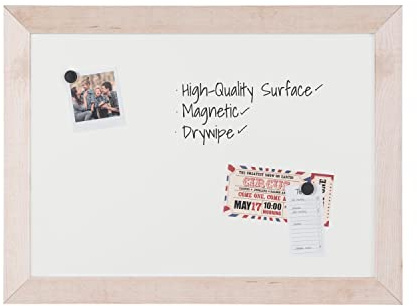 Bi-Office Kamashi Bianco - Magnetisches Whiteboard, 90 x 60 cm, Magnettafel mit 45 mm dicker MDF Rahmen, Memoboard mit Lackierter Stahl Oberfläche