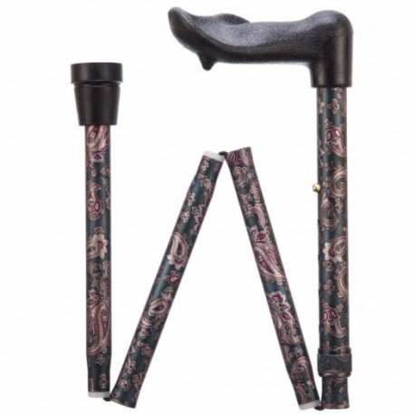 Arthritis Grip Cane - Folding, Adjustable, Right Handed - Paisley