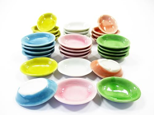 Miniature 30 Oval Soup Bowls 25mm 1:12 Ceramic Dollhouse Dining Accessories