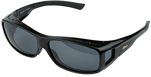 Duco Herren und Damen Sonnenbrillen Polarisiert Unisex Brille Überbrille für Brillenträger Fit-over Polbrille 8953 L - Schwarz, Grau