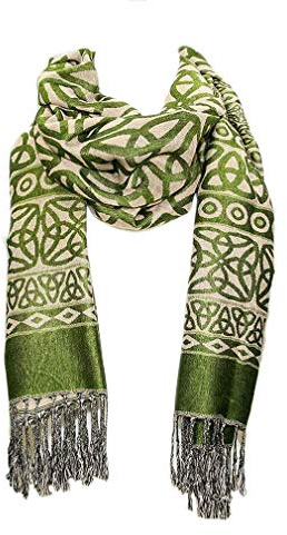 Ladies Celtic Heritage Scarf, Ancient Celtic Style Design, Moss Green