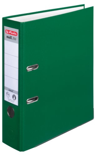 Herlitz 9942673 Ordner maX.file protect A4 8cm, PP-Kunststoffbezug/Papier hellgr.besch. 5er Packung, Farbe grün