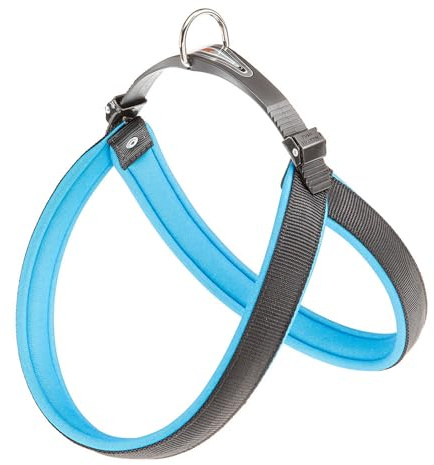 Ferplast Geschirr für große Hunde AGILA Fluo 7 Hundegeschirr mit weicher Polsterung, Schnellverschluss und Befestigungssystem, Brustumfang 63–71 cm. Blau