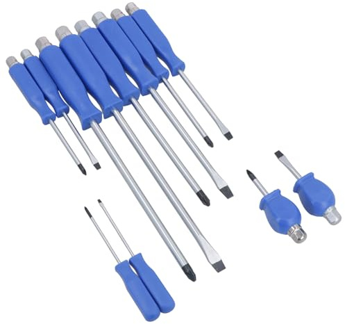 Heavy Duty Engineers Screwdriver Set 12pc Pozi Flat Head TE010