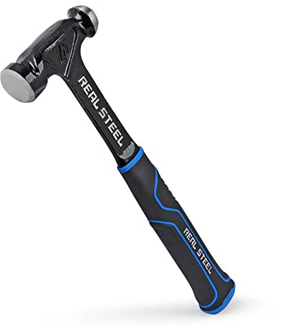 REAL STEEL Ball Peen Hammers 16 Oz Onepiece Forged Steel Ball Pein Hammer 0518, Black