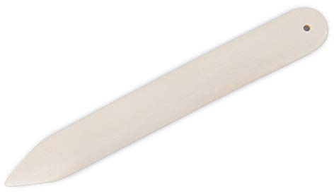 Falzbein aus Rinderknochen, 160 mm lang, 6 Stück, mit einer spitzen und einer abgerundeten Seite, mit Lochbohrung