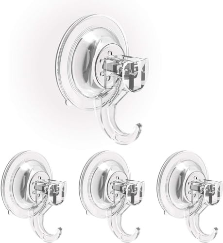 Ulinek Suction Hooks, 4 Pack Bathroom Suction Cups Sucker Hooks | Heavy Duty Max Holding 3 KG Shower Wall Door Wreath Glass Window Hanging Kitchen Utensil Handbag Key Coat Towel Holder Hanger