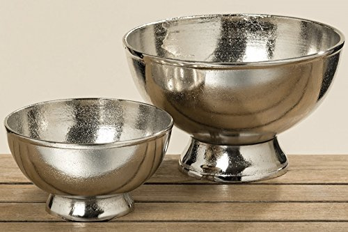 BOLTZE Dekoschale aus Aluminium Silber 2er-Set Ø 15-21 cm | Schüssel, Dekorativ
