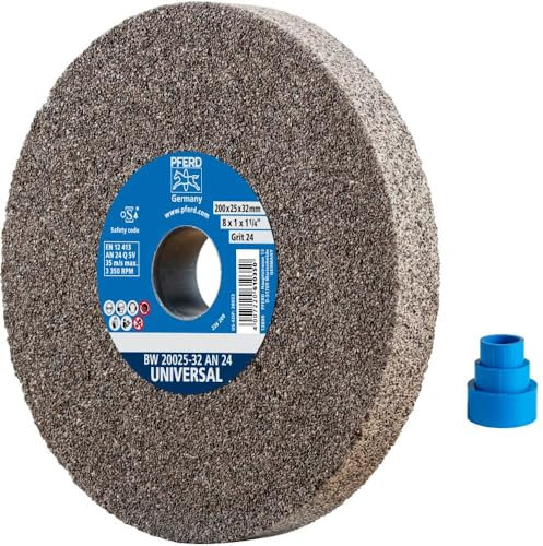 PFERD Schleifbockscheibe UNIVERSAL, 200x25x32mm, A24, 39008440 – Harte Schleifscheibe für universelle Schleifaufgaben, mit Reduzierhülsen (25/20/16mm)