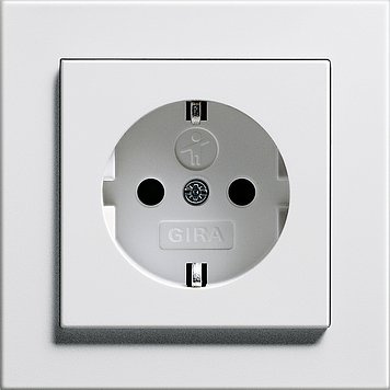 GIRA Serie E2 Komplett-Sets - reinweiß glänzend (1x Steckdose m. erhöhtem Berührungsschutz, 1x Rahmen 1fach)