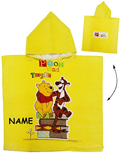 alles-meine.de GmbH Badeponcho - Pooh the Bär - incl. Name - 60 cm * 120 cm - 4 bis 8 Jahre Poncho - mit Kapuze - Handtuch Strandtuch - 100% Baumwolle - Mädchen & Jungen/f..