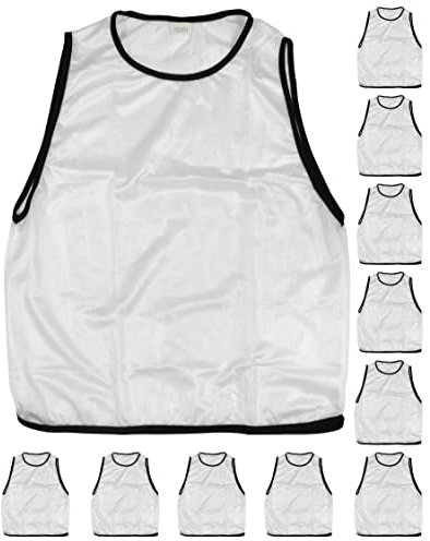 SPORTIKEL24 Trainingsleibchen für Jugendliche – Weiß – 11er Set – für Fußball, Schule & Verein – robust & leicht