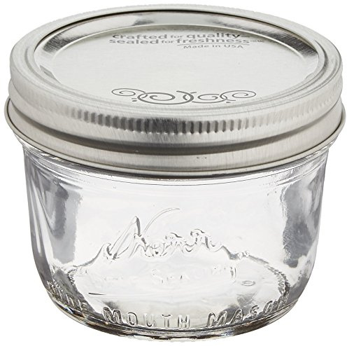 Jarden Kerr Wide Mouth Half-Pint Glass Mason Jars 8-Ounces with Lids and Bands 12-Count per Case (1-Case)