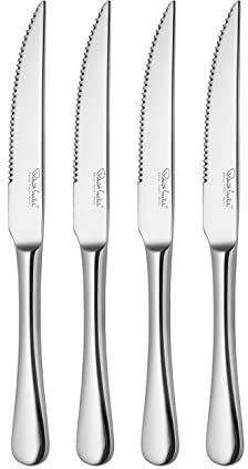 Robert Welch Radford Bright Cutlery Steak Knife, Set of 4. Made from Stainless Steel. Dishwasher Safe.